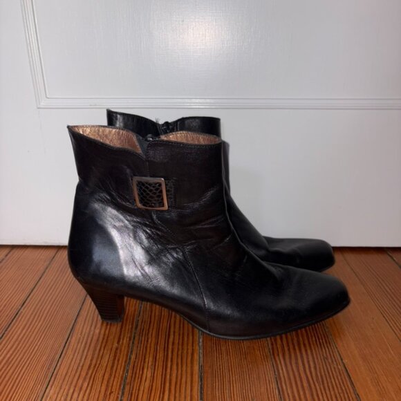 Black Leather Booties - Picture 1 of 7